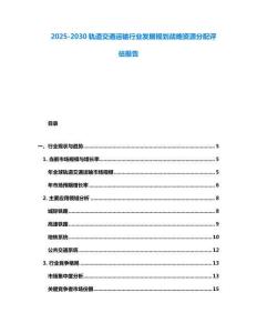 2025-2030軌道交通運輸行業(yè)發(fā)展規(guī)劃戰(zhàn)略資源分配評估報告