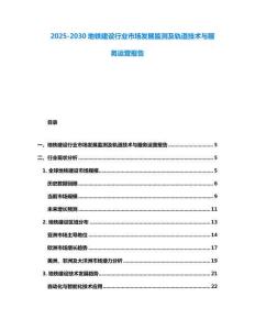 2025-2030地鐵建設(shè)行業(yè)市場發(fā)展監(jiān)測及軌道技術(shù)與服務(wù)運營報告