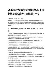 2026年小學(xué)數(shù)學(xué)學(xué)科專業(yè)知識(shí)（含新課標(biāo)核心素養(yǎng)）測(cè)試卷及答案 （三套）