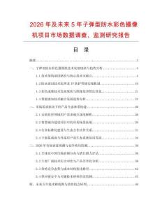 2026年及未來5年子彈型防水彩色攝像機項目市場數據調查、監測研究報告