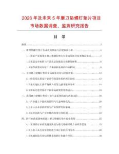 2026年及未來5年磨刀墊螺釘墊片項目市場數據調查、監測研究報告