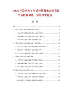2026年及未來5年鈣鋅無毒安定劑項目市場數據調查、監測研究報告