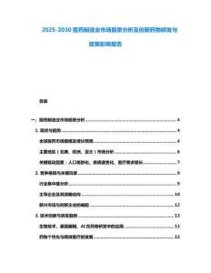 2025-2030醫(yī)藥制造業(yè)市場前景分析及創(chuàng)新藥物研發(fā)與政策影響報告