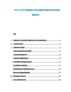 2025-2030印刷包裝行業(yè)色彩管理大數(shù)據(jù)市場分析投資規(guī)劃研究