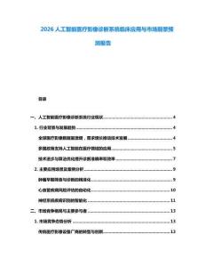 2026人工智能医疗影像诊断系统临床应用与市场前景预测报告