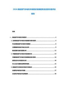 2026新能源汽車電機(jī)市場現(xiàn)狀發(fā)展趨勢及投資價(jià)值評估報(bào)告