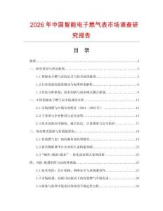 2026年中國智能電子燃氣表市場調查研究報告