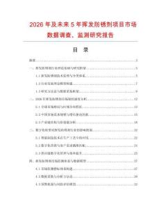 2026年及未來5年揮發(fā)防銹劑項目市場數(shù)據(jù)調(diào)查、監(jiān)測研究報告