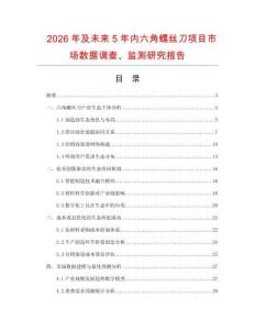 2026年及未來5年內六角螺絲刀項目市場數據調查、監測研究報告