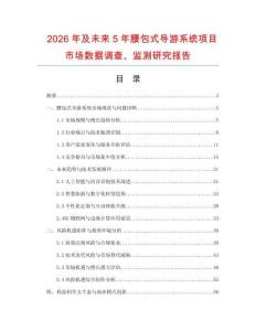 2026年及未来5年腰包式导游系统项目市场数据调查、监测研究报告