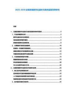 2025-2030邊境貿易數字化通關與海關監管效率研究