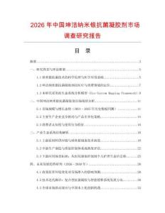 2026年中国坤洁纳米银抗菌凝胶剂市场调查研究报告
