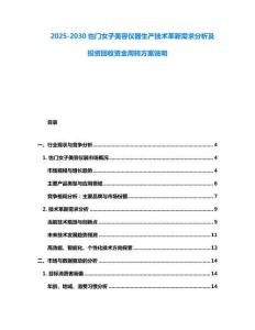 2025-2030也門女子美容儀器生產技術革新需求分析及投資回收資金周轉方案說明