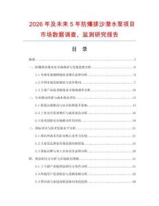 2026年及未來5年防爆排沙潛水泵項目市場數據調查、監測研究報告