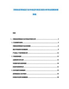 河南省皮革制品行業(yè)市場運作真實深度分析待業(yè)前瞻發(fā)展策略