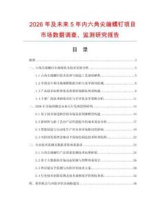 2026年及未來5年內六角尖端螺釘項目市場數據調查、監測研究報告