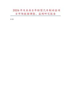 2026年及未来5年轻型汽车制动盘项目市场数据调查、监测研究报告
