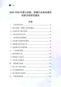 2025-2030年嬰兒奶瓶、奶嘴行業商業模式創新分析研究報告
