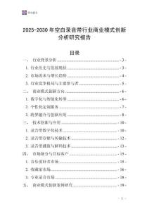 2025-2030年空白录音带行业商业模式创新分析研究报告