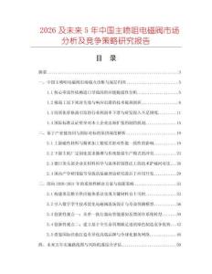 2026及未來5年中國(guó)主噴咀電磁閥市場(chǎng)分析及競(jìng)爭(zhēng)策略研究報(bào)告