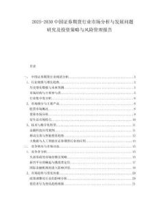 2025-2030中國證券期貨行業市場分析與發展問題研究及投資策略與風險管理報告