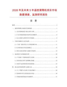 2026年及未来5年遥控滑翔机项目市场数据调查、监测研究报告