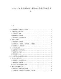 2025-2030中國建筑鋼行業(yè)資本運(yùn)作模式與融資策略