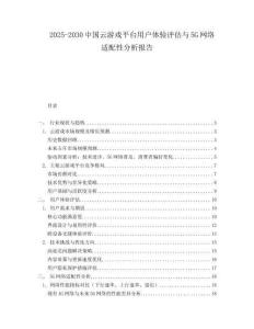 2025-2030中國(guó)云游戲平臺(tái)用戶體驗(yàn)評(píng)估與5G網(wǎng)絡(luò)適配性分析報(bào)告