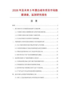 2026年及未來5年漂白絨布項目市場數據調查、監測研究報告