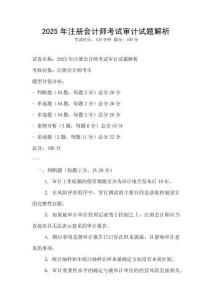 2025年注冊會計(jì)師考試審計(jì)試題解析