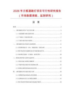 2026年方框道路燈項(xiàng)目可行性研究報(bào)告（市場數(shù)據(jù)調(diào)查、監(jiān)測研究）