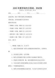 2025年數學線性方程組，測試卷
