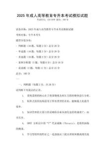 2025年成人高等教育專(zhuān)升本考試模擬試題
