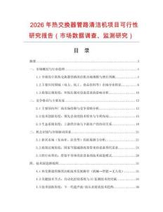 2026年熱交換器管路清潔機項目可行性研究報告（市場數據調查、監測研究）