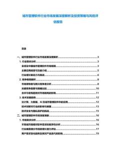城市管理软件行业市场发展深度解析及投资策略与风险评估报告