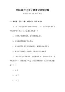 2025年注冊會計師考試沖刺試題