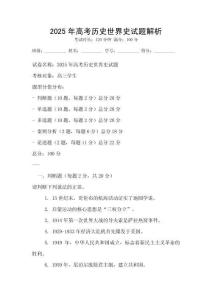 2025年高考?xì)v史世界史試題解析