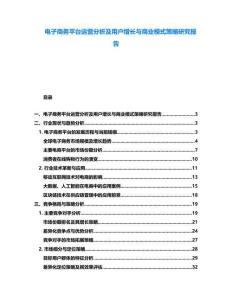 电子商务平台运营分析及用户增长与商业模式策略研究报告