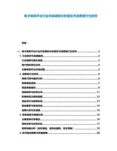 电子商务平台行业市场调研分析报告书消费者行为研究