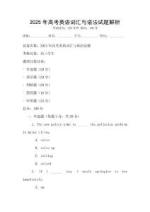 2025年高考英語詞匯與語法試題解析