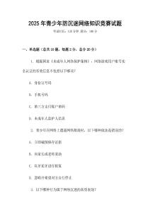 2025年青少年防沉迷網絡知識競賽試題