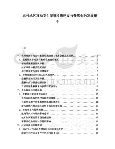 農村地區移動支付基礎設施建設與普惠金融發展報告