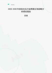2025-2030年放音光头行业跨境出海战略分析研究报告