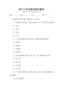 咸宁小升初面试题目数学