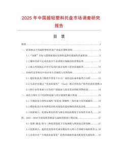 2025年中國(guó)超輕塑料托盤(pán)市場(chǎng)調(diào)查研究報(bào)告