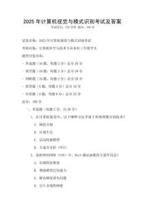 2025年計算機視覺與模式識別考試及答案