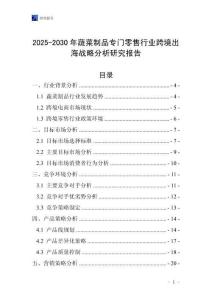 2025-2030年蔬菜制品專門零售行業跨境出海戰略分析研究報告