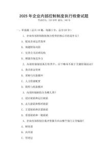 2025年企業內部控制制度執行檢查試題