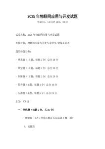 2025年物聯網應用與開發試題