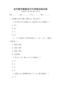 初中數學解題技巧與思維訓練試卷